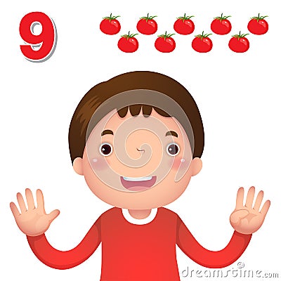 Learn number and counting with kidâ€™s hand showing the number n Vector Illustration